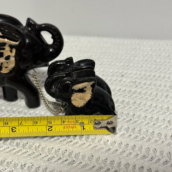 Vintage Black Ceramic Elephant Family Figurine Set - Picture 6 of 7